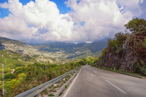 Road trip through the Balkans. Autumn mountain landscape. Dinaric Alps  Montenegro  Sitnica region