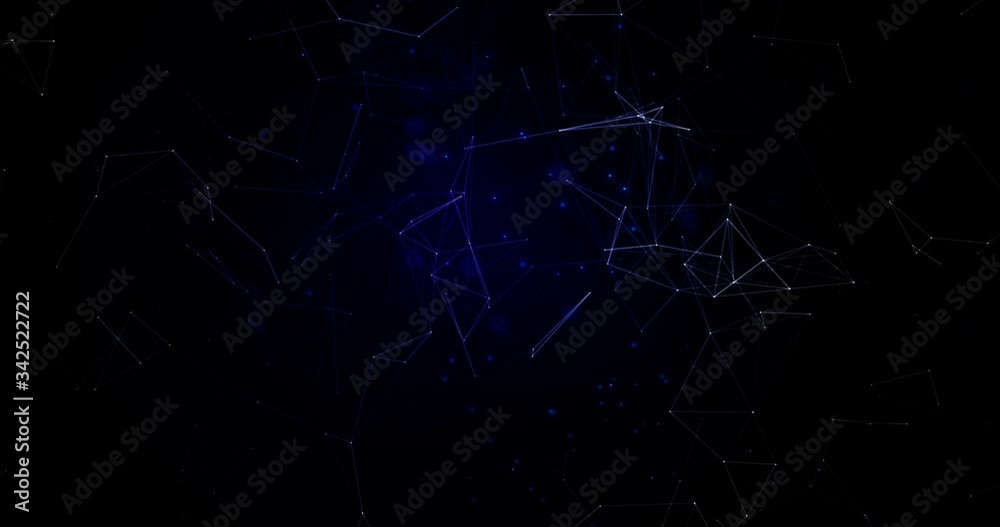 Abstract illustration background motion transformation with flickering light on plexus pattern of future innovation technology digital business dots line network decentralize communication connection
