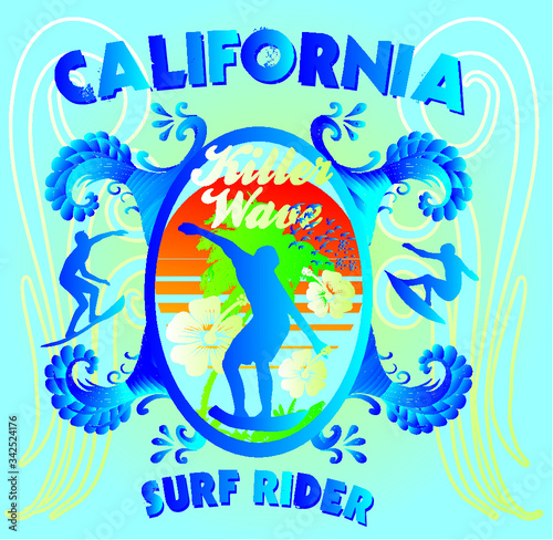 surfer print and embroidery graphic design vector art © a1vector