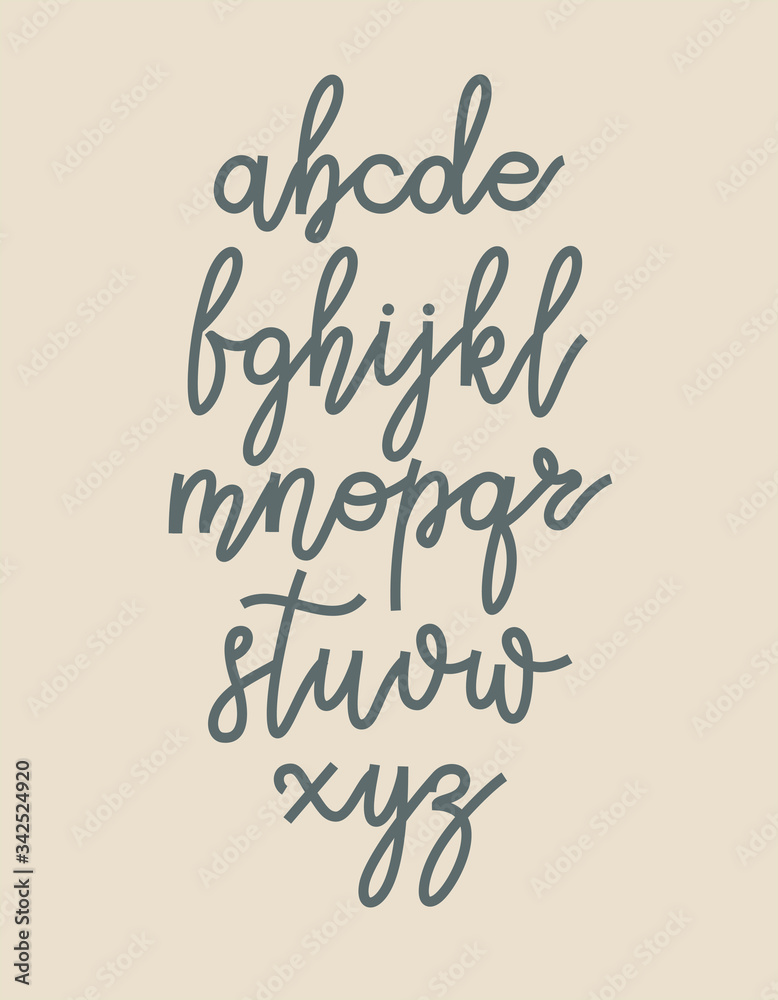 Handwritten calligraphy quote font - letters. Vector alphabet ...