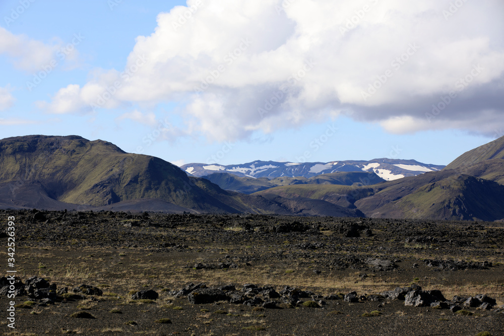 Landmannalaugar / Iceland - August 15, 2017: The solitary landscape near Landmannalaugar park, Iceland, Europe Landmannalaugar / Iceland - August 15, 2017: The solitary landscape near Landmannalaugar park, Iceland, Europe