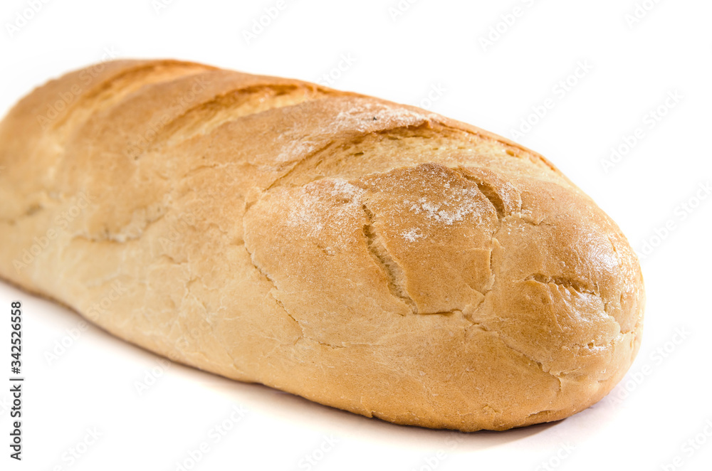 fresh loaf isolated on a white background.