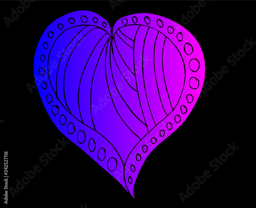 hand drawing tattoo tribal heart print and embroidery graphic design vector art