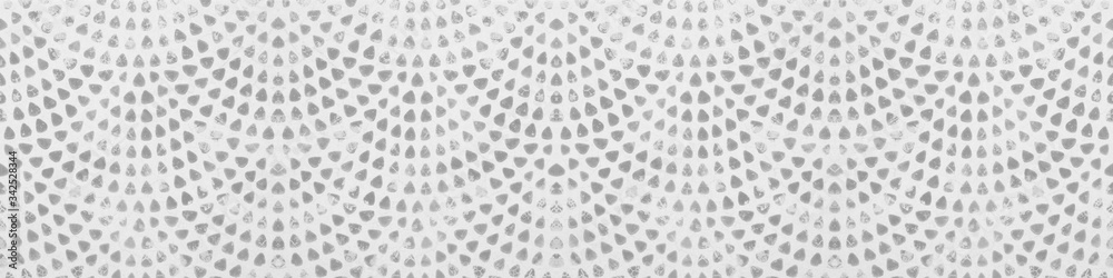  White retro tile with gray stamp art design geometric circle motif print texture background banner panorama  - obrazy, fototapety, plakaty 