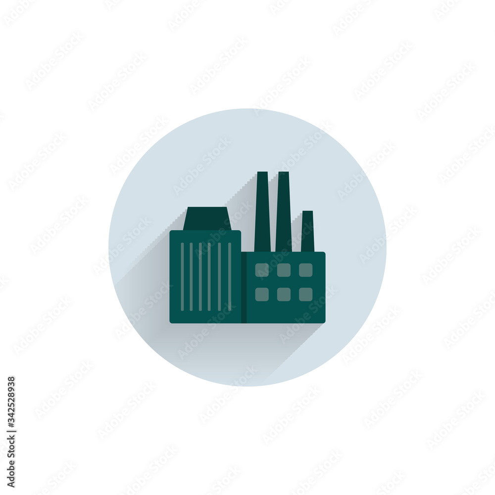factory colorful flat icon with shadow. pollution icon