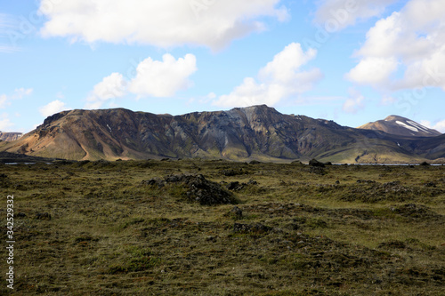 Landmannalaugar / Iceland - August 15, 2017: The mountains near Landmannalaugar park, Iceland, Europe