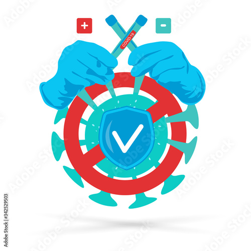 Template square banner. Positive Testing and Negative Testing. Global outbreaking. Epidemic virus Respiratory Syndrome. For poster, page, media. Covid-19, coronavirus.