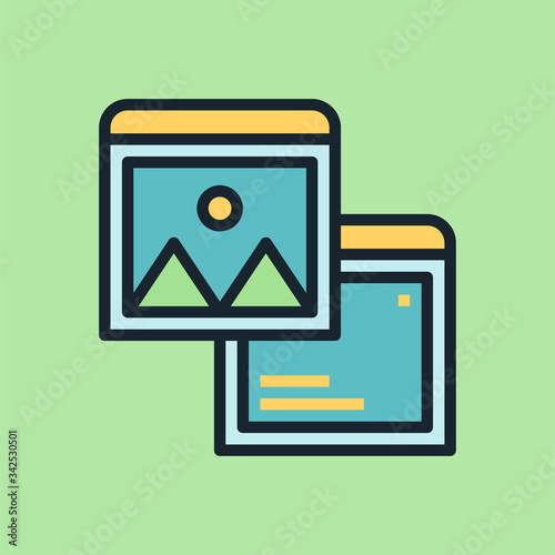 Alt Text, information about the contents of a picture. Concept illustration, flat design linear style banner. Usage for e-mail newsletters, headers, blog posts, print and more. Vector