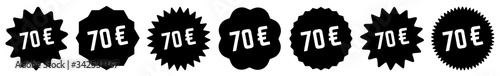 70 Price Tag Black | 70 Euro | Special Offer Icon | Sale Sticker | Deal Label | Variations