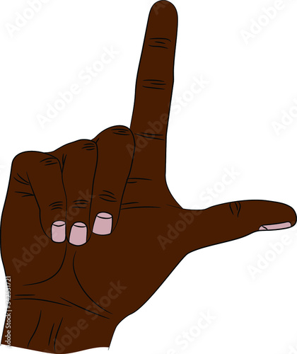 Isolated hand that shows gesture loser by index finger and thumb