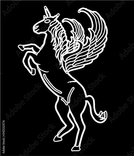 hand drawing horse print and embroidery graphic design vector art