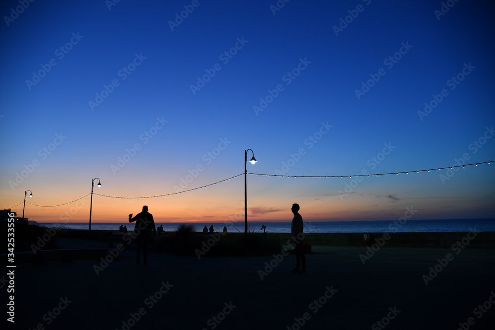 Dusk on the promenade at Westward Ho!