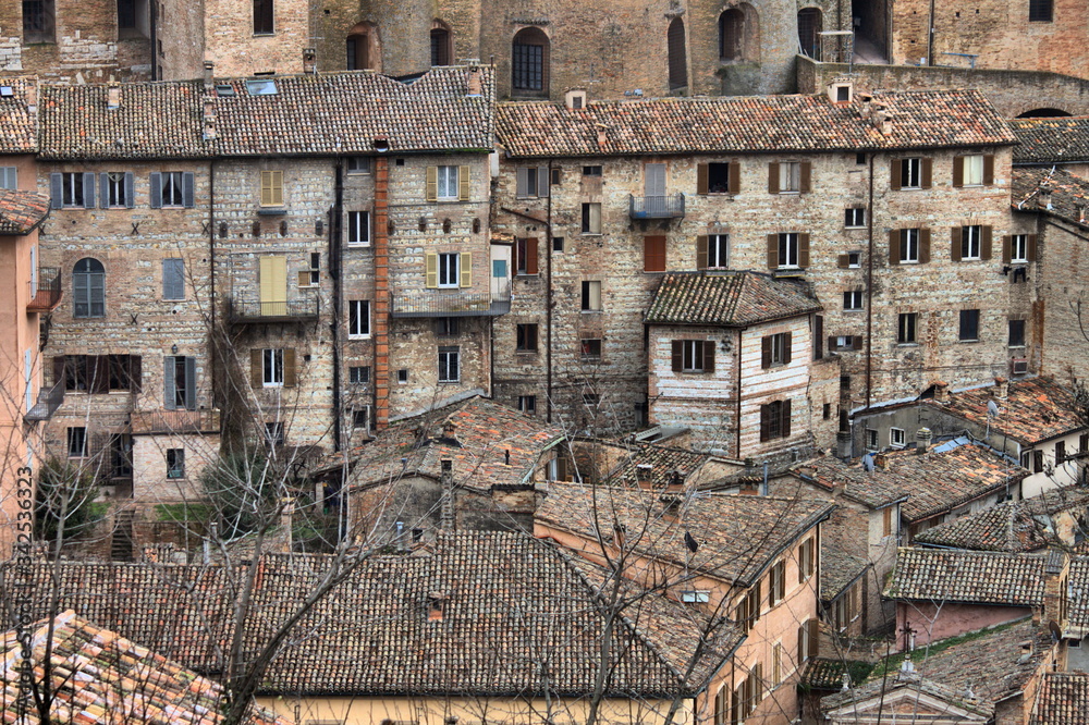Ancient medieval houses in Urbino, Italy