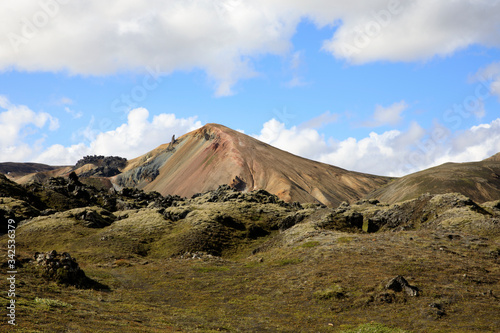 Landmannalaugar / Iceland - August 15, 2017: Colorful mountains at Landmannalaugar park, Iceland, Europe