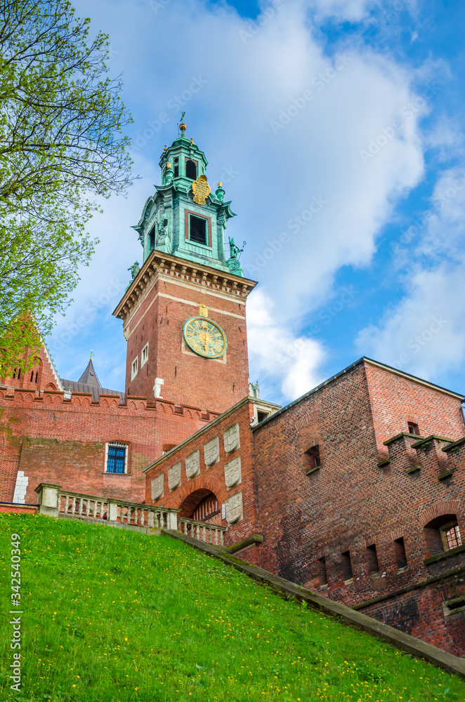 Obraz premium Cathedral of St Stanislaw and St Vaclav and beautiful Wawel castle in Krakow Poland.