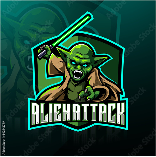 Alien esport mascot logo 