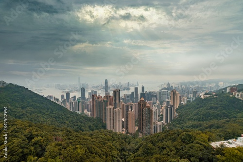 Photography Victoria Peak in Hong Kong at sunset with very dramatic scene