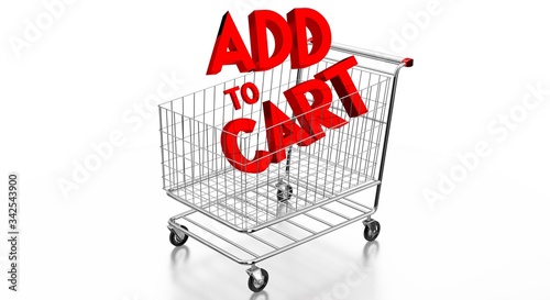 Shopping cart - add to cart concept - 3D illustration
