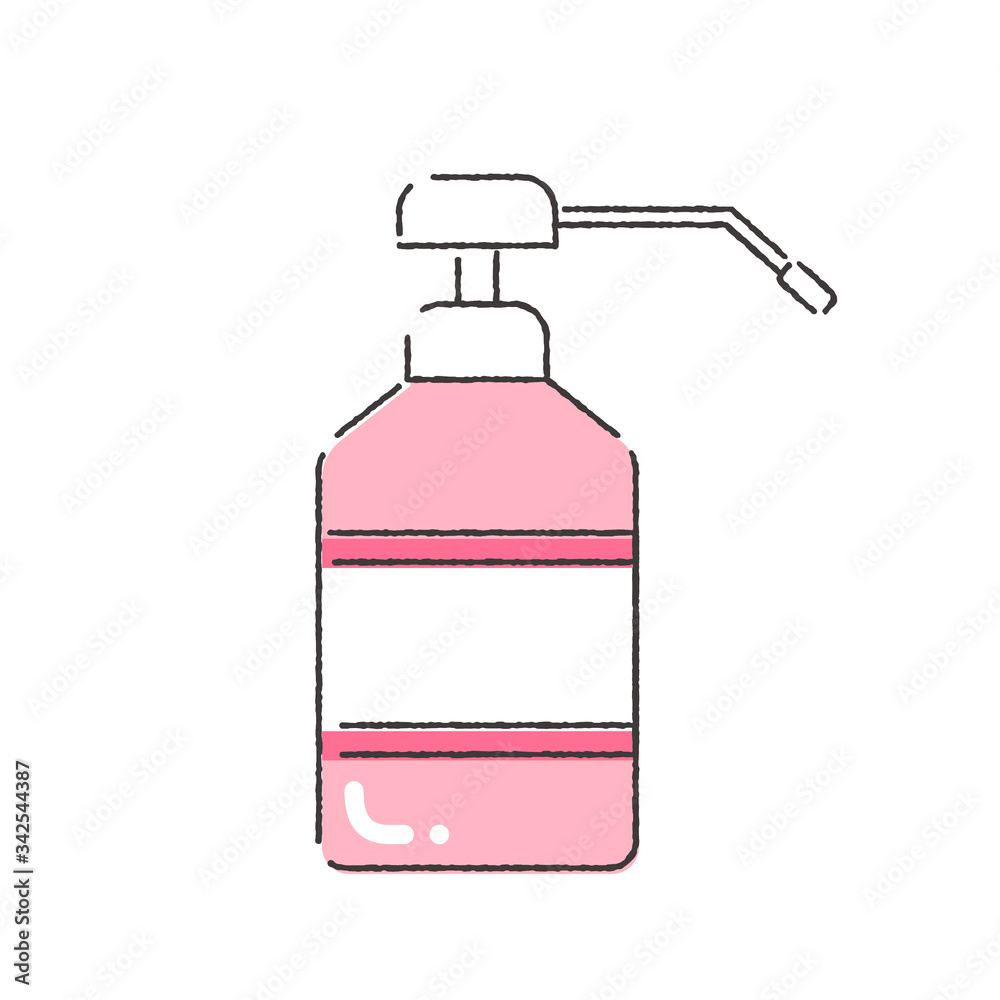 Fototapeta premium 消毒スプレーボトルのイラスト(ピンク)