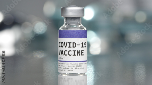 Covid-19 Coronavirus vaccine vial in medical lab