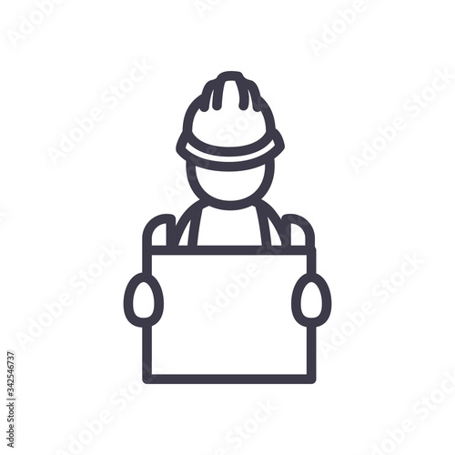 Isolated constructer man with helmet line style icon vector design