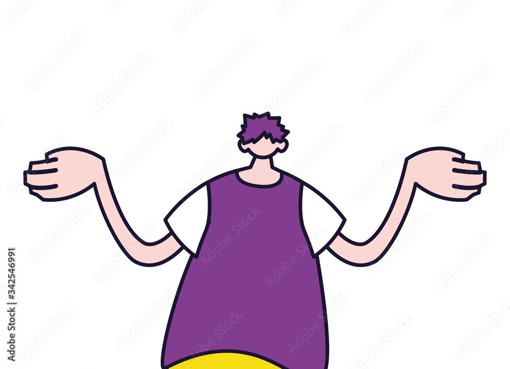 young man standing, line and fill style icon young man standing, line and fill style icon