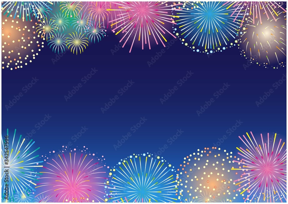 夏の和柄フレーム04花火 Stock Vector Adobe Stock