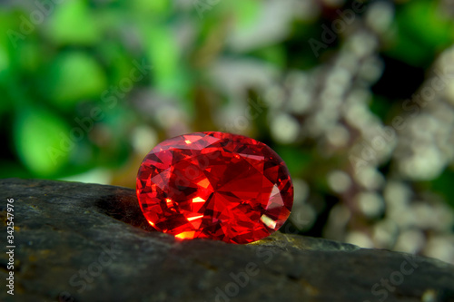 ruby Is red gem Beautiful by nature For making expensive jewelry	 photo