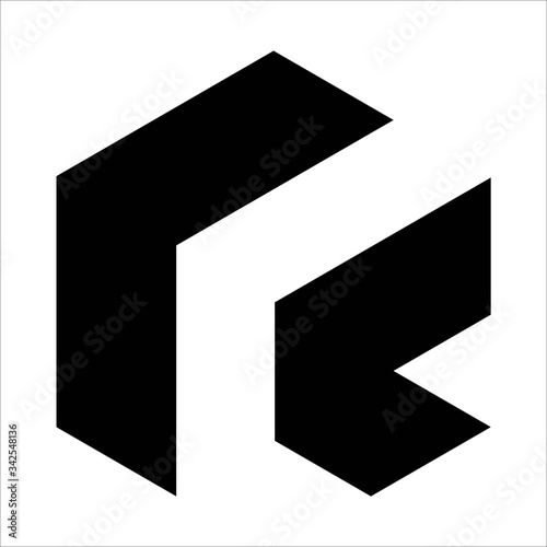 Abstract letter R vector logotype. Line hexagon creative simple logo design template. Universal geometric symbol font icon.