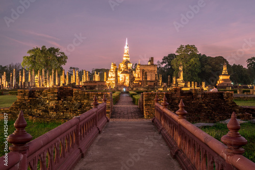 UNESCO World heritage site, Wat mahathat temple in historical park, Sukhothai, Thailand , Nov 11, 2013.