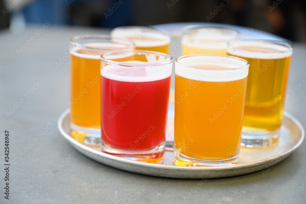 Sampler platter of craft beers, Sampler platter of craft beers,