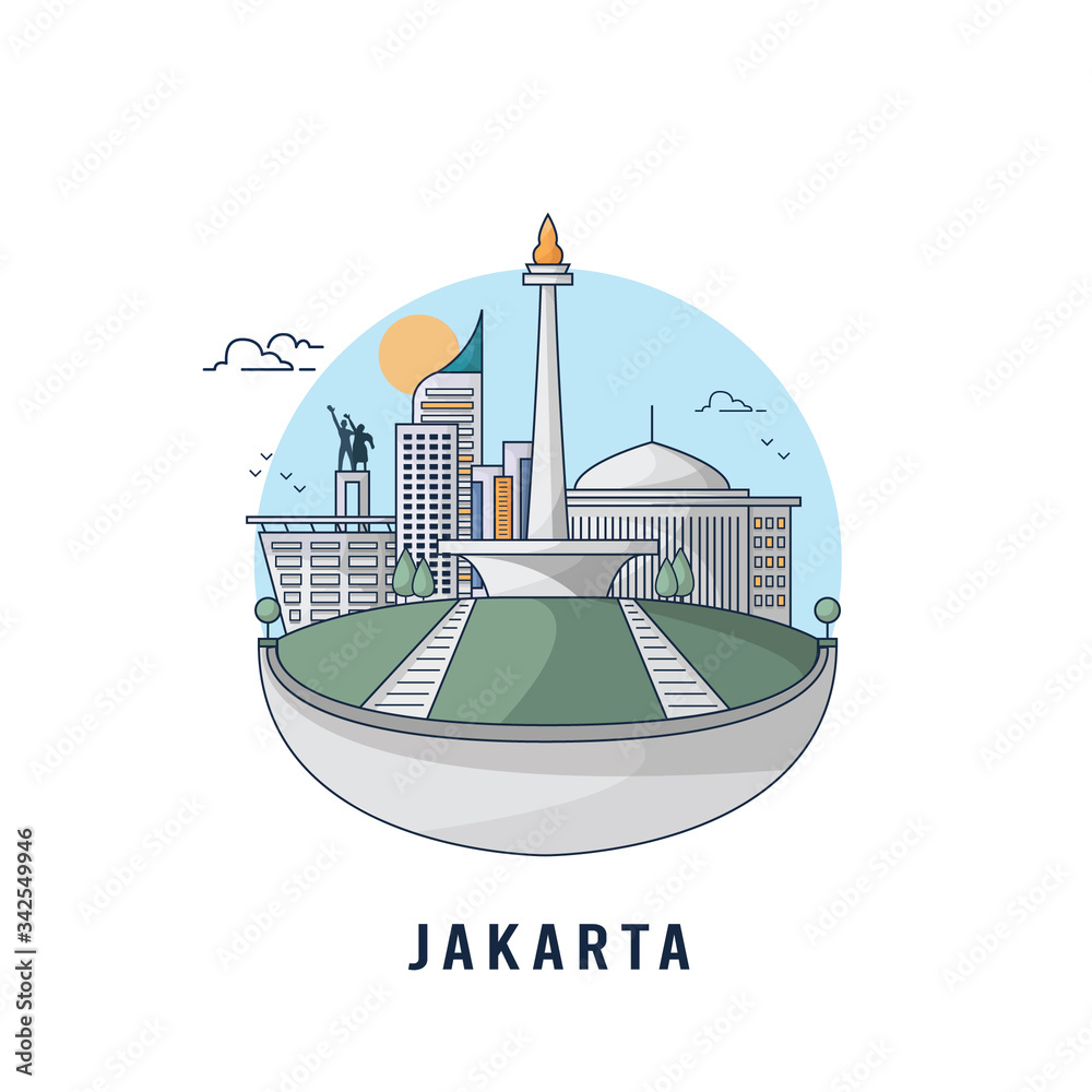 Obraz premium Vector illustration of Jakarta city