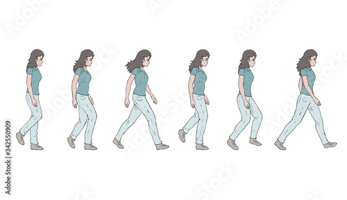 Design of woman walking secuence
