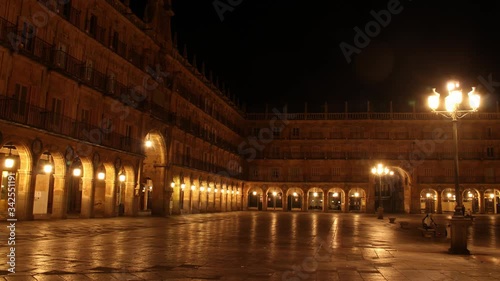 Salamanca, Spain- Plaza Mayor Hyperlapse at Night photo