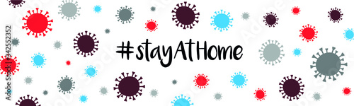 StayAtHome Coronavirus Covid-19 Banner pattern. Vector illustrations isolated on white background.