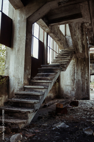 abandoned industrial mining environment in spain, sabero mining old camp