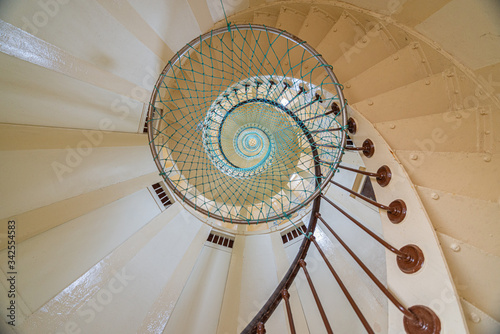 Elliptical staircase seen from below in the Am  d  e Lighthouse  Am  d  e Island  Noum  a  New Caledonia