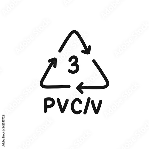 plastic types for recycling symbol doodle icon, vector illustration