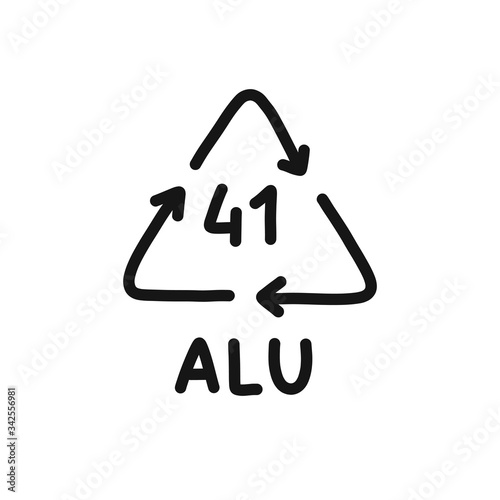 plastic types for recycling symbol doodle icon, vector illustration