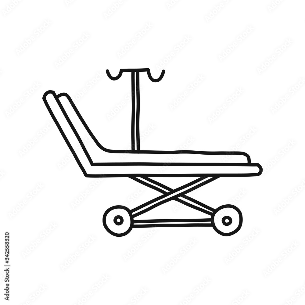 medical stretcher doodle icon, vector illustration medical stretcher doodle icon, vector illustration