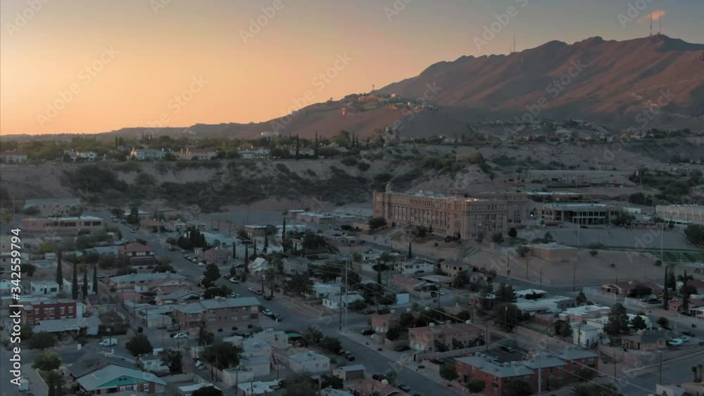 Aerial: El Paso suburbs at sunset. Texas, USA Aerial: El Paso suburbs at sunset. Texas, USA