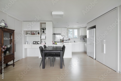 Kitchen interior of a modern apartment. South Korea apartment interior.