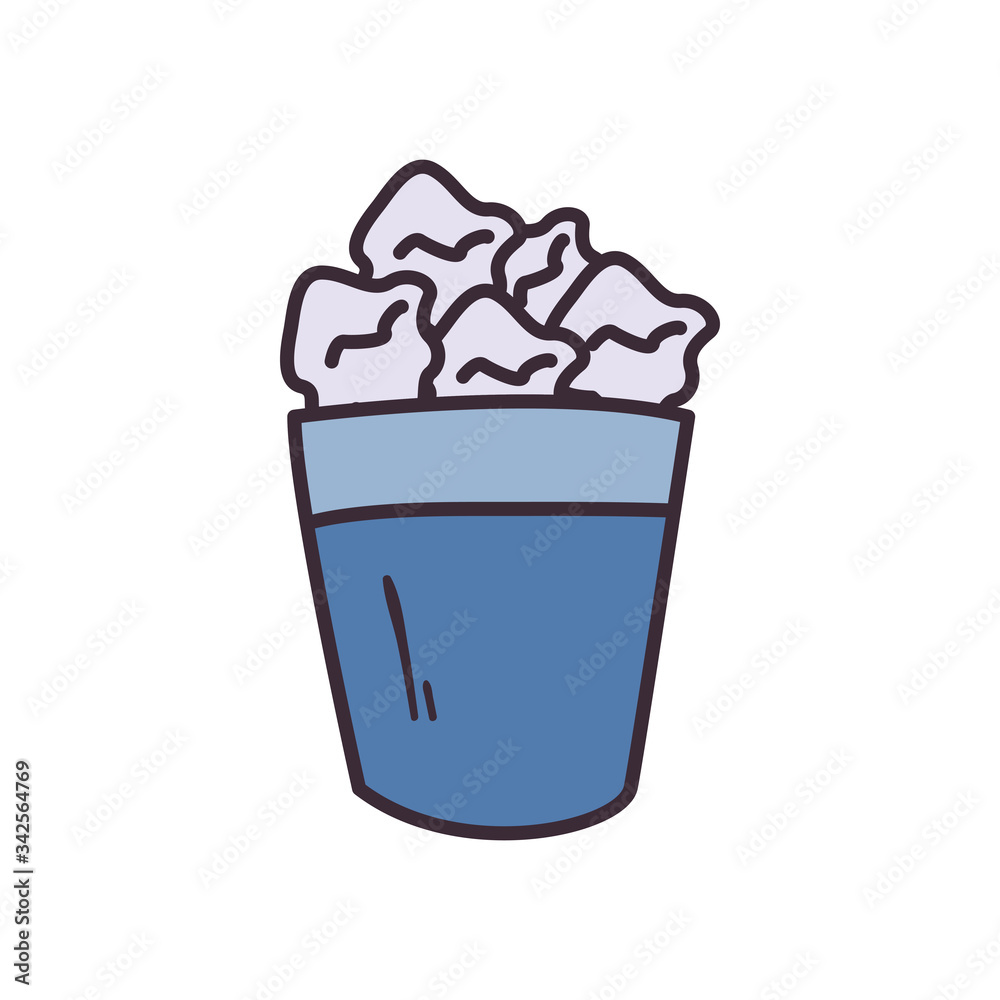 Isolated trash with papers fill style icon vector design Isolated trash with papers fill style icon vector design