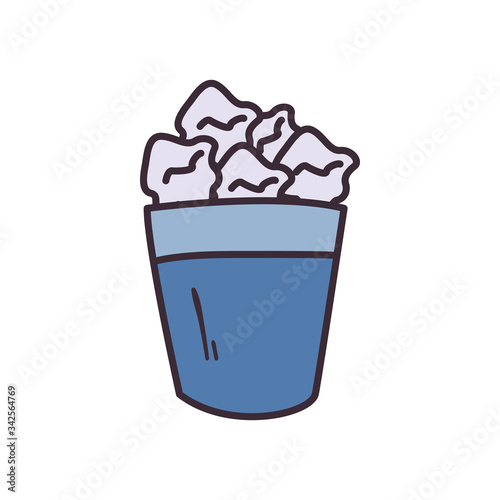 Isolated trash with papers fill style icon vector design