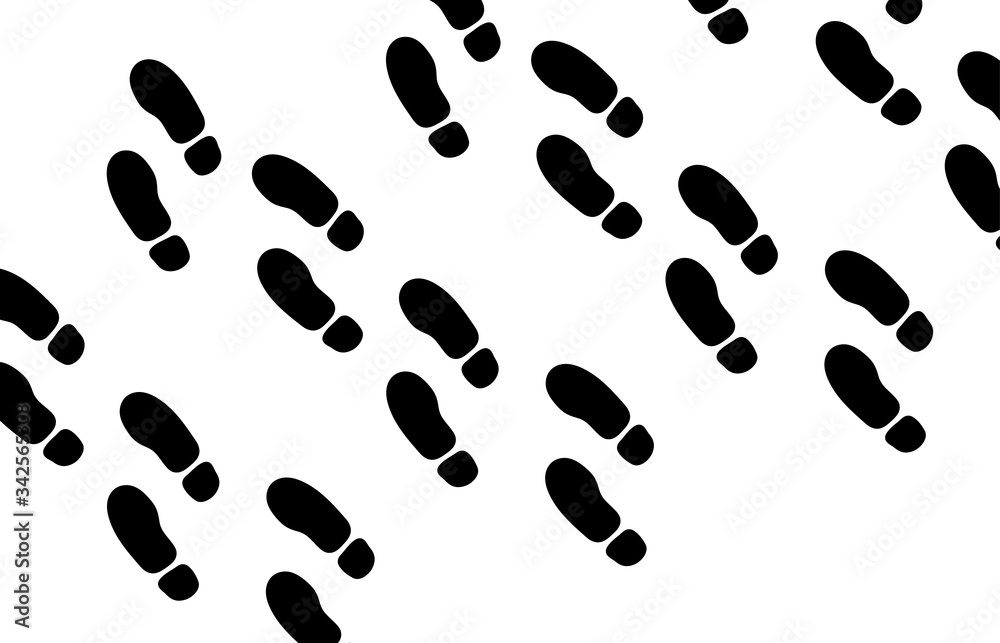 Human footprints icon isolated on white background. Vector art. Human footprints icon isolated on white background. Vector art.