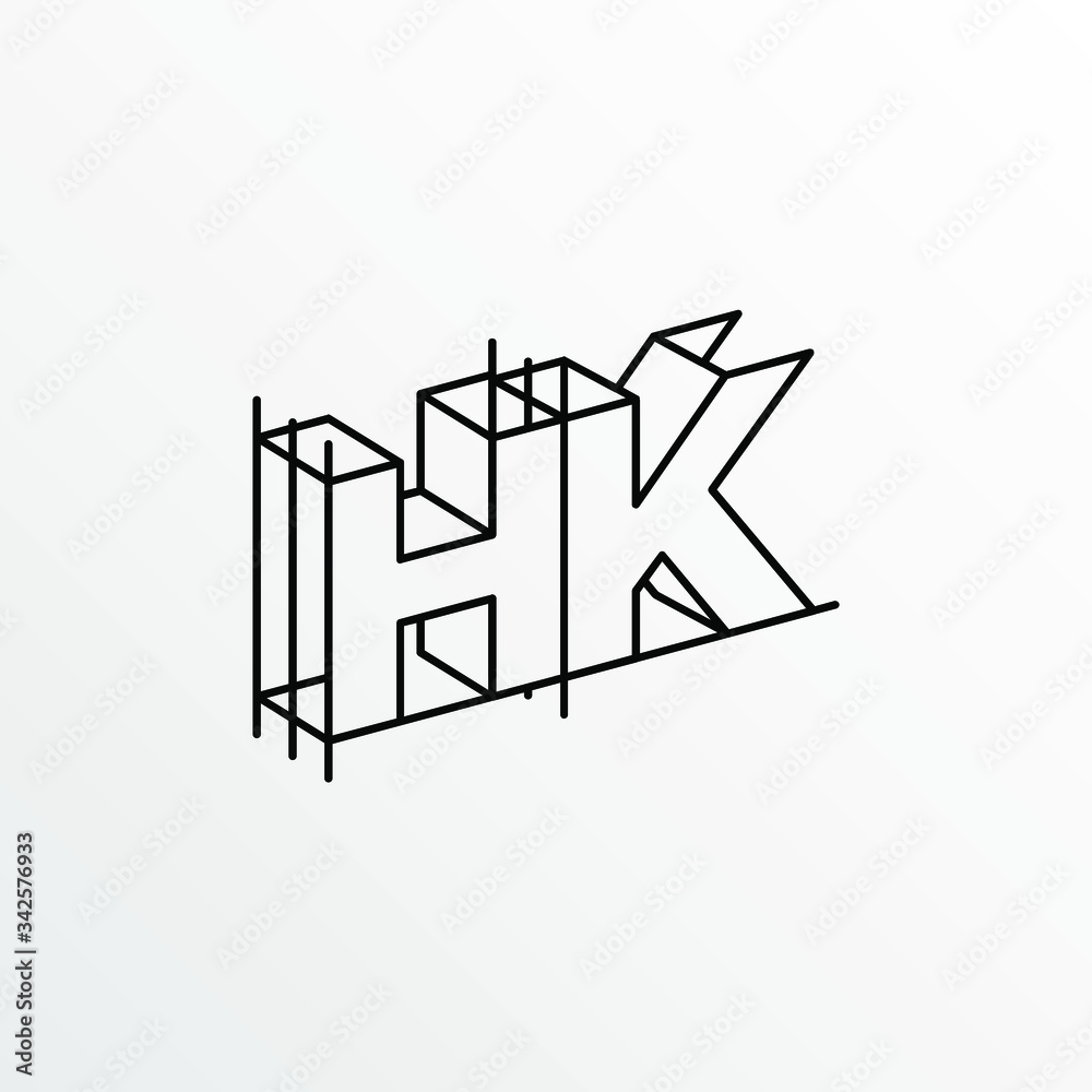 Initial Letter HK with Architecture Graphic Logo Design Initial Letter HK with Architecture Graphic Logo Design