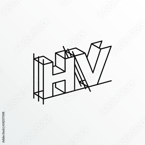 Initial Letter HV with Architecture Graphic Logo Design © rieddroid