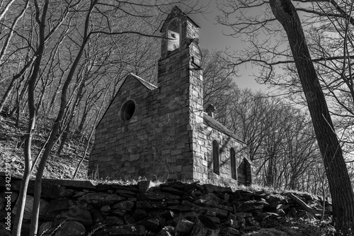 Abandoned church in the woods