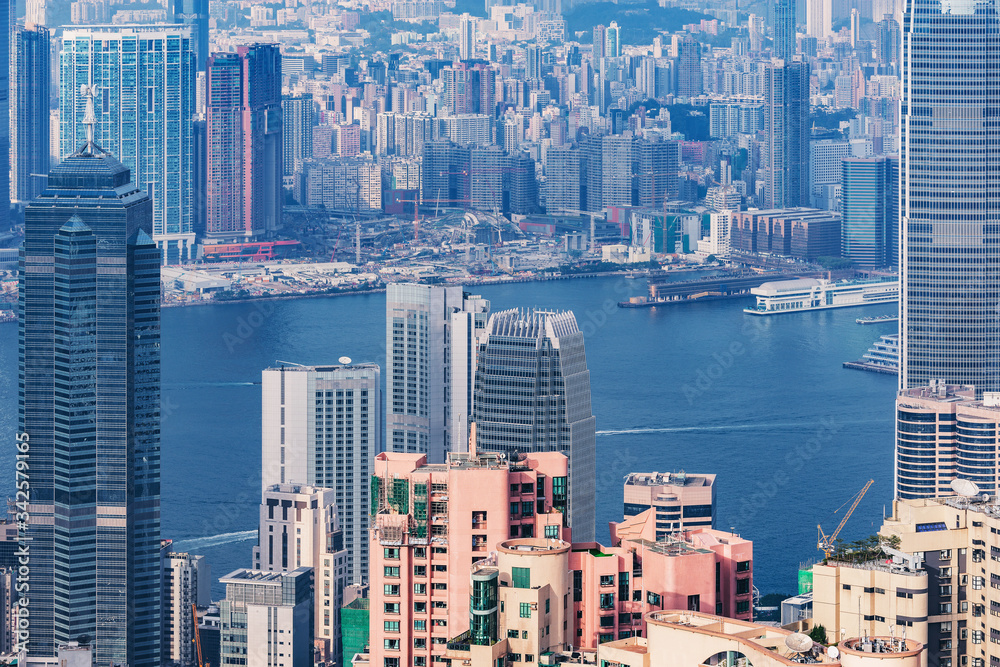 Fototapeta premium View of the Central District and Kowloon. Hong Kong.
