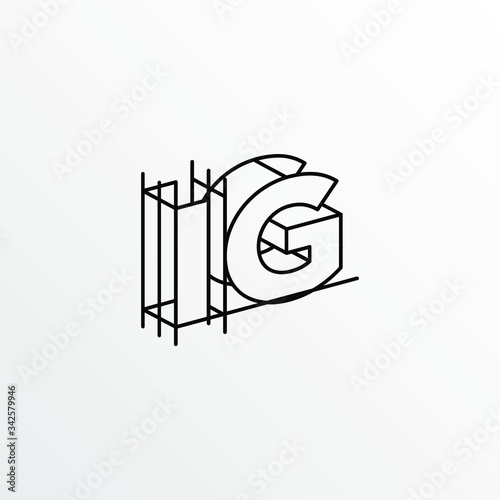 Initial Letter IG with Architecture Graphic Logo Design